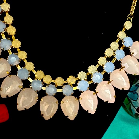 Blue, White and Pink Statement Necklace - Picture 4 of 6